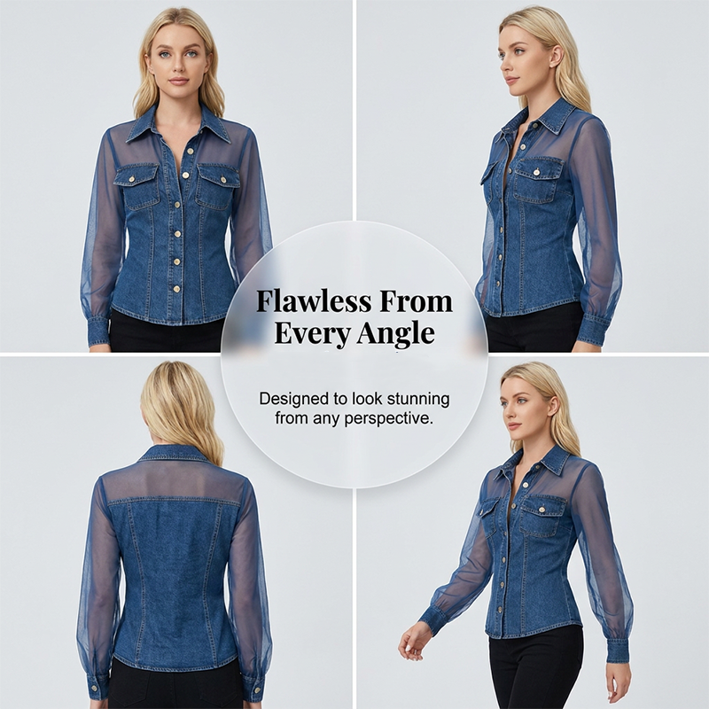 💫 Jetzt im Trend – Tailliertes Denim-Oberteil mit Vintage-Knöpfen – elegant und kantig ✨