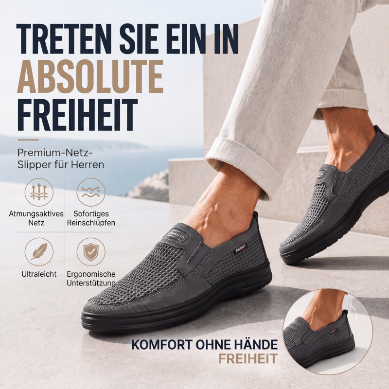 Atmungsaktive Slip-On-Schuhe für Herren aus Mesh