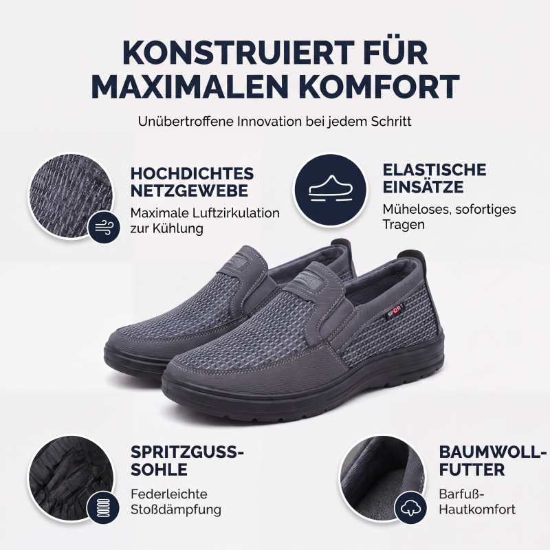 Atmungsaktive Slip-On-Schuhe für Herren aus Mesh