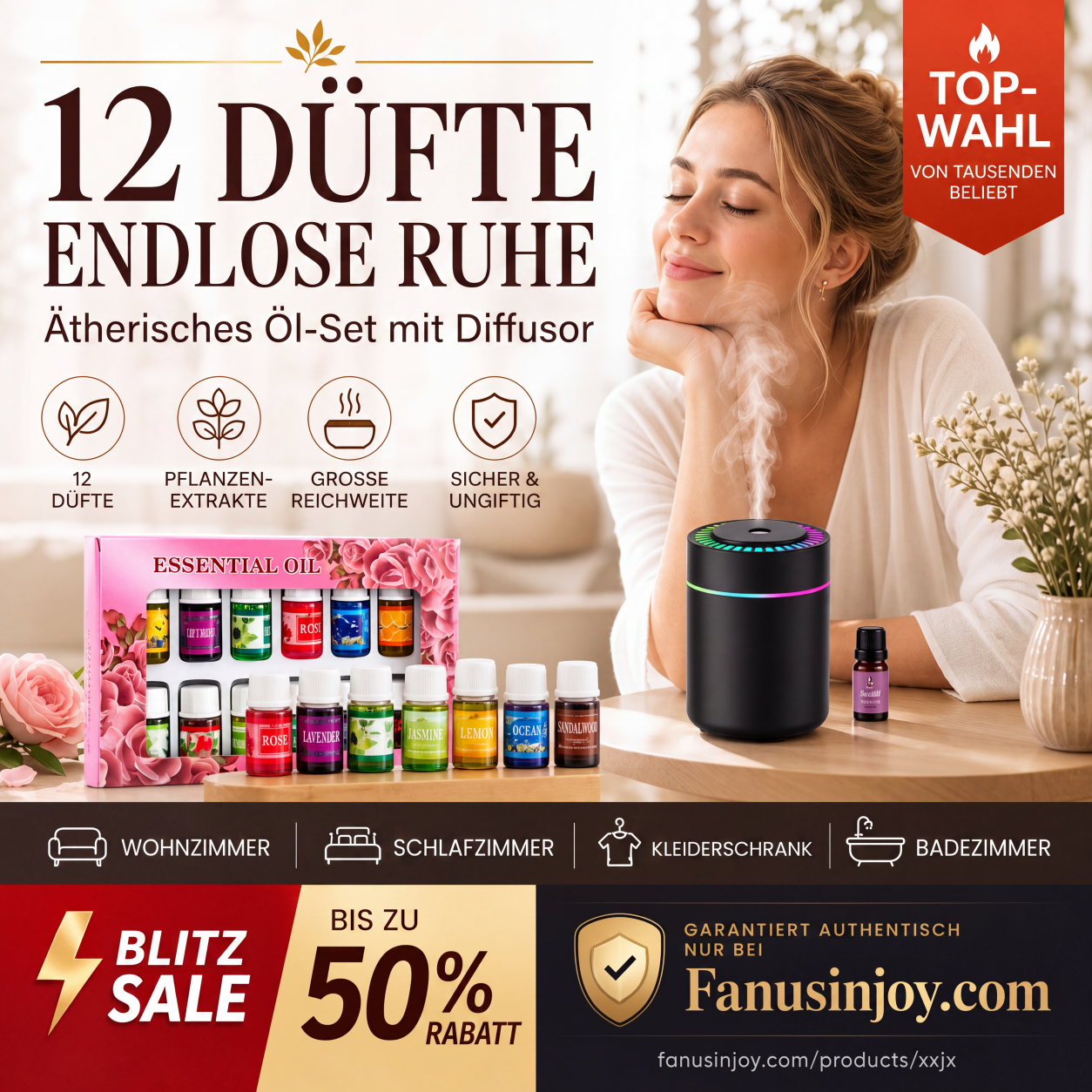 🔥Zeitlich begrenzt 50 % Rabatt! 🎁🌺Der frische Duft hebt Ihre Stimmung! 🌷12er-Set wasserlösliche ätherische Öle