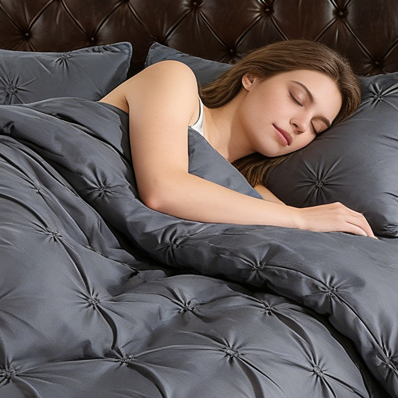 🛏️ 50% RABATT! ✨ 3-teiliges Pintuck-Bettbezug & Kissenbezüge Set – Weiche Baumwolle, Faltenfreies Design & Perfekt Für Ein Elegantes Schlafzimmer 🛌