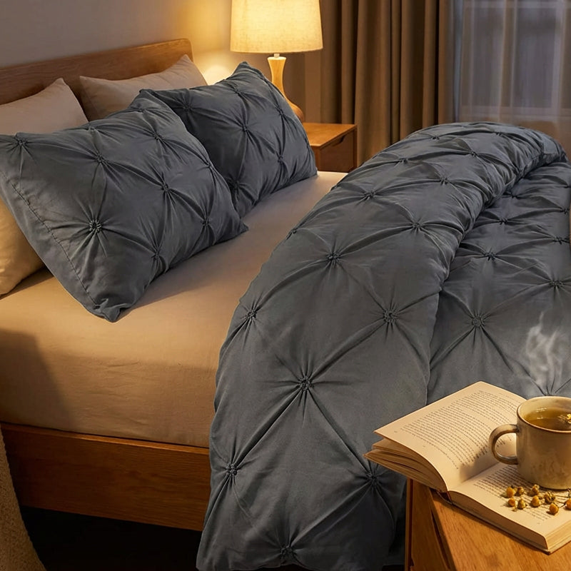 🛏️ 50% RABATT! ✨ 3-teiliges Pintuck-Bettbezug & Kissenbezüge Set – Weiche Baumwolle, Faltenfreies Design & Perfekt Für Ein Elegantes Schlafzimmer 🛌