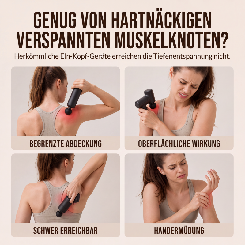 ✨50% Rabatt✨💆‍♀️🔥Faszien-Massagepistole mit mehreren Aufsätzen für die Tiefengewebsmassage