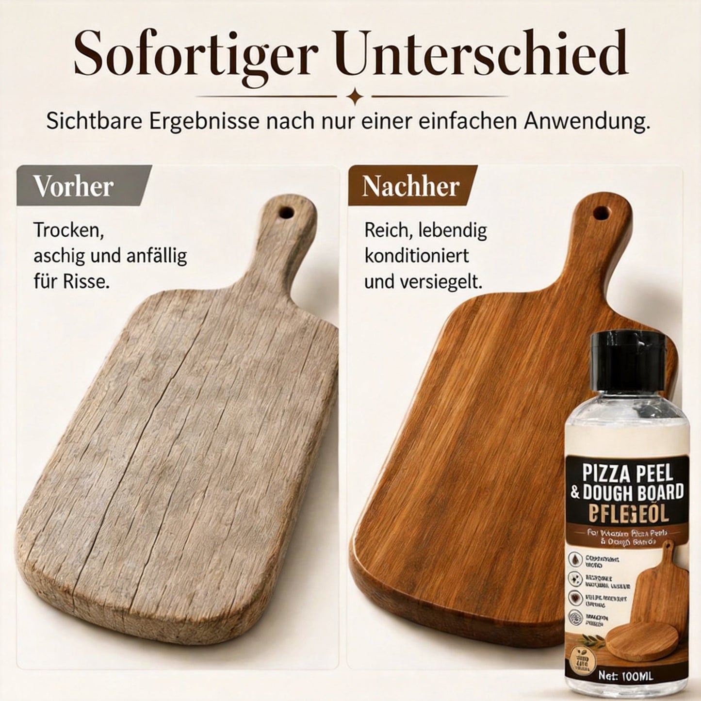 📢📢JETZT 50 % RABATT!! ⏰🪑Holzpflegeöl für Schneidebretter & Co. – verhindert Austrocknen, Risse & Verfärbungen – lebensmittelecht