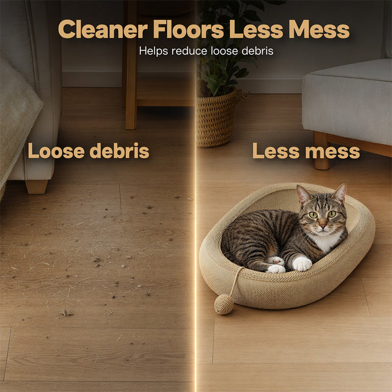 🐱 50% RABATT! 🛏️ Strapazierfähiges Sisal-Kratzbett für Katzen – Langlebige Kratzfläche, ovale Form & inkl. Spielzeug – Perfekt zum Spielen & Ausruhen ✨