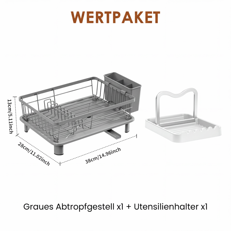 🔥Solange der Vorrat reicht 50 % Rabatt!🎉Küchengeschirr-Abtropfgestell mit 360° drehbarem Ausguss