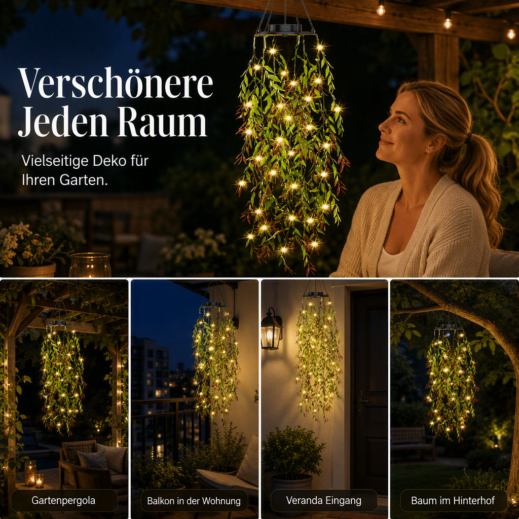 【⏰Zeitlich begrenztes Angebot – 50% Rabatt】Solarbetriebene Weidenblatt-Hängelichterkette