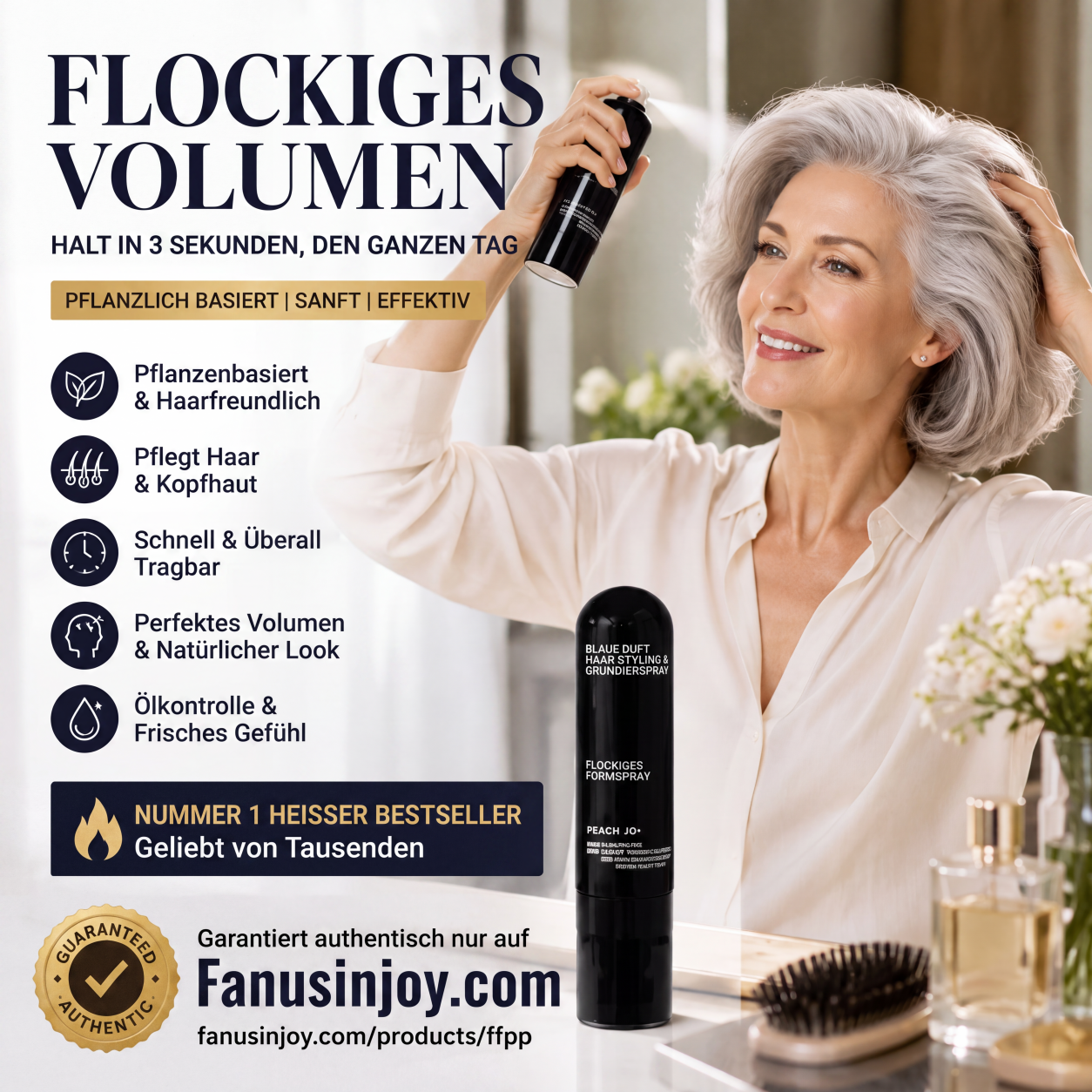 ⏳Zeitlich begrenztes Sonderangebot⏰Von Friseuren empfohlen! 🔥Styling in 3 Sekunden! Mühelos fluffige und elegante Frisuren kreieren! 👩 Volumen- und Festigungsspray mit Pfirsichduft