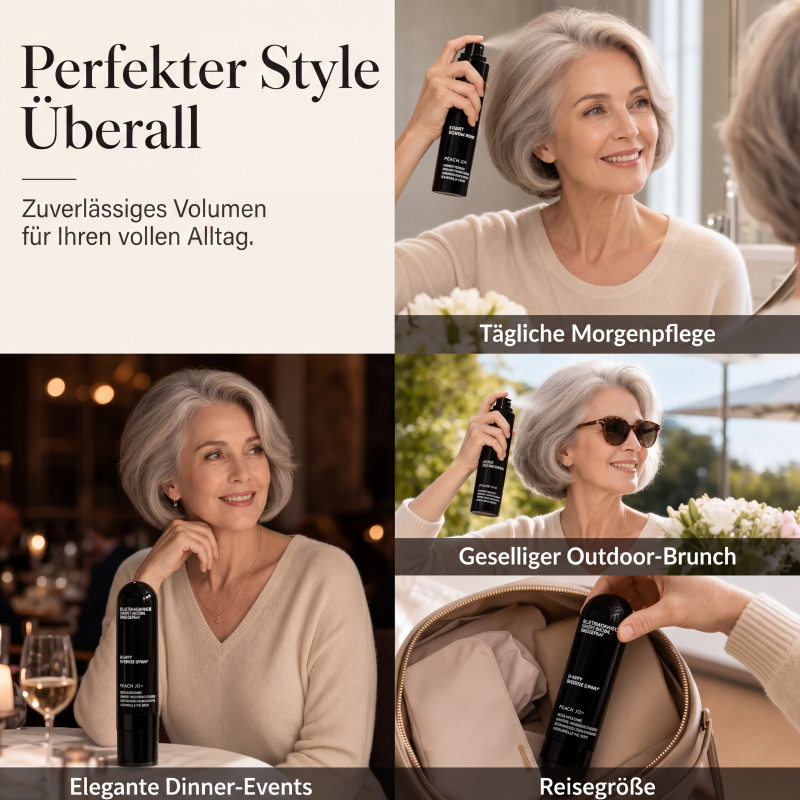 ⏳Zeitlich begrenztes Sonderangebot⏰Von Friseuren empfohlen! 🔥Styling in 3 Sekunden! Mühelos fluffige und elegante Frisuren kreieren! 👩 Volumen- und Festigungsspray mit Pfirsichduft