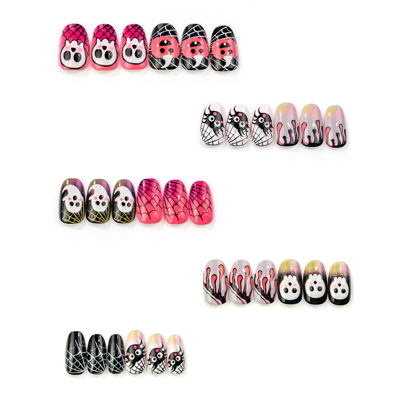 ✨ JETZT 50 % RABATT! !✨Halloween Aufklebe-Nagelset🎃, einfache Anwendung, viele gruselige Muster, perfekt für Halloween-Feste👻