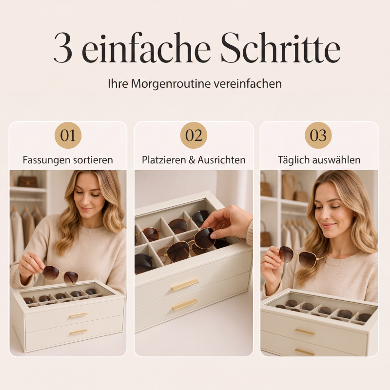 🕶️ 50% RABATT! 📦 2-stöckige Sonnenbrillen-Aufbewahrungsbox – Transparenter Glasdeckel, staubdicht & platzsparend – Ideal für Brillensammlung & stilvolle Präsentation ✨