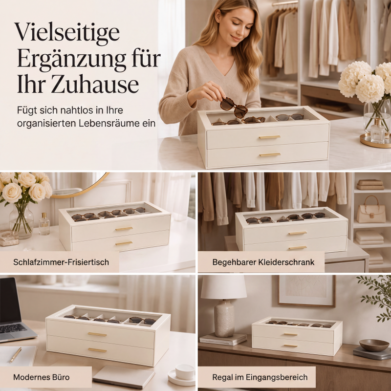 🕶️ 50% RABATT! 📦 2-stöckige Sonnenbrillen-Aufbewahrungsbox – Transparenter Glasdeckel, staubdicht & platzsparend – Ideal für Brillensammlung & stilvolle Präsentation ✨