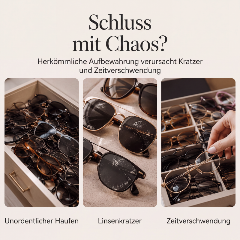 🕶️ 50% RABATT! 📦 2-stöckige Sonnenbrillen-Aufbewahrungsbox – Transparenter Glasdeckel, staubdicht & platzsparend – Ideal für Brillensammlung & stilvolle Präsentation ✨