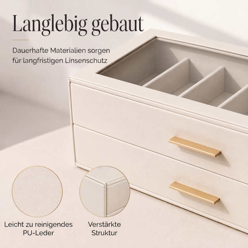 🕶️ 50% RABATT! 📦 2-stöckige Sonnenbrillen-Aufbewahrungsbox – Transparenter Glasdeckel, staubdicht & platzsparend – Ideal für Brillensammlung & stilvolle Präsentation ✨