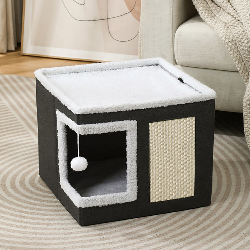 ✨50% Rabatt✨🐾 2-in-1 Faltbarer Haustierhocker mit Stauraum – Gemütliches Katzen- & Hundebett und praktischer Sitzhocker