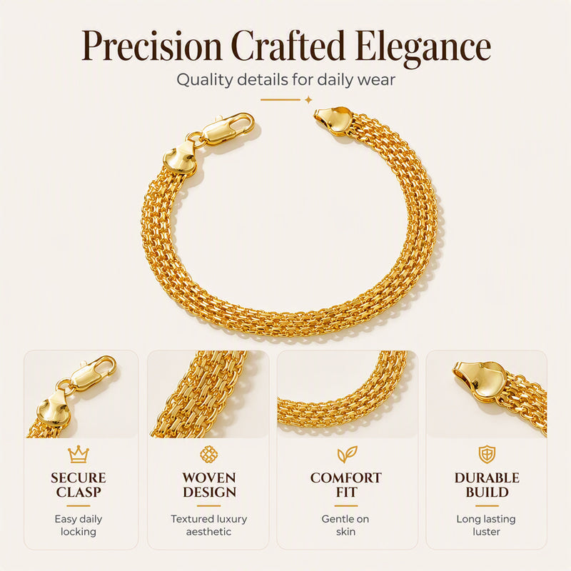 💎 50% RABATT! ✨ 14K vergoldetes breites Mesh-Armband – Luxuriöses Design, langlebig & elegant – Perfektes Geschenk für sie 🎁