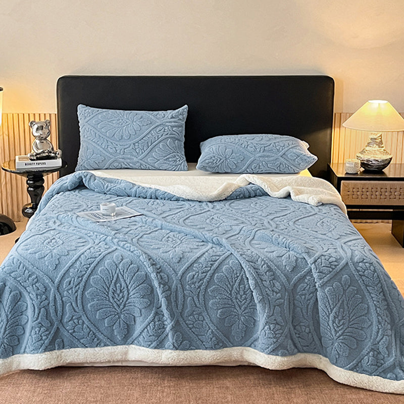 🌸🛋️50% Rabatt✨Kuschelige Teddy-Decke mit Blumenmuster – Weiche und warme Wohndecke für Sofa und Bett