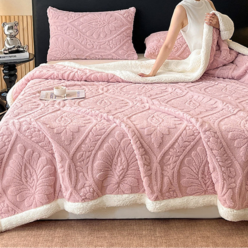 🌸🛋️50% Rabatt✨Kuschelige Teddy-Decke mit Blumenmuster – Weiche und warme Wohndecke für Sofa und Bett