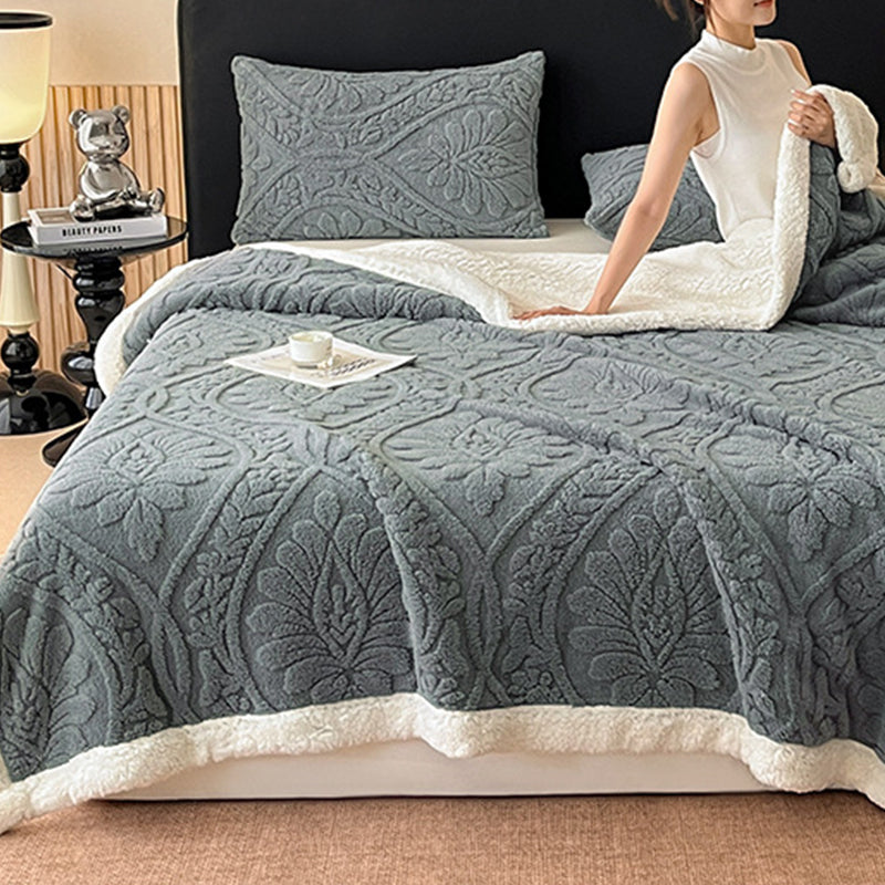 🌸🛋️50% Rabatt✨Kuschelige Teddy-Decke mit Blumenmuster – Weiche und warme Wohndecke für Sofa und Bett