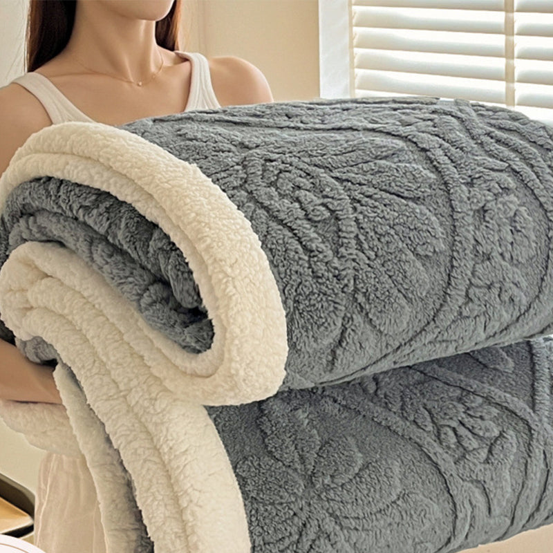 🌸🛋️50% Rabatt✨Kuschelige Teddy-Decke mit Blumenmuster – Weiche und warme Wohndecke für Sofa und Bett
