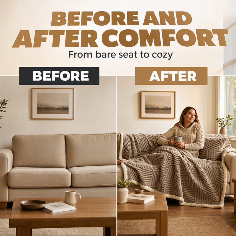 🛋️ 50% RABATT! 🧶 Doppellagige Kuscheldecke – Extra warm, weich & vielseitig – Ideal für Sofa, Bett & gemütliche Stunden zu Hause ✨