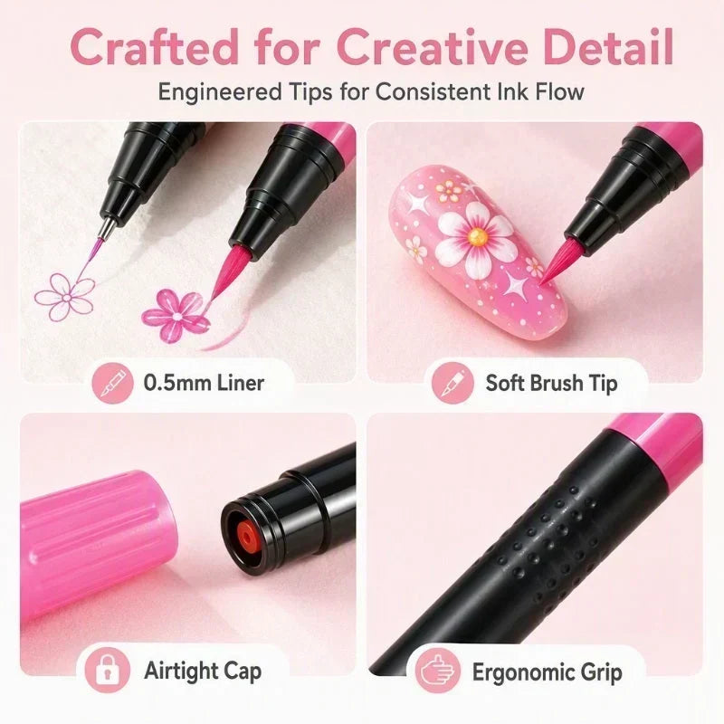 ✨ JETZT 50 % RABATT! !✨💅 24-farbige Nagelkunststifte mit zwei Spitzen – Einfache DIY-Nageldesigns2