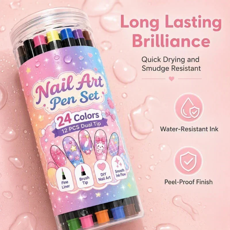 ✨ JETZT 50 % RABATT! !✨💅 24-farbige Nagelkunststifte mit zwei Spitzen – Einfache DIY-Nageldesigns2