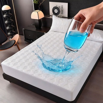 🛏️ 50% RABATT!💧 Wasserdichter Matratzenschoner als Spannbettlaken – Waschbarer Matratzenschutz in Uni-Farben