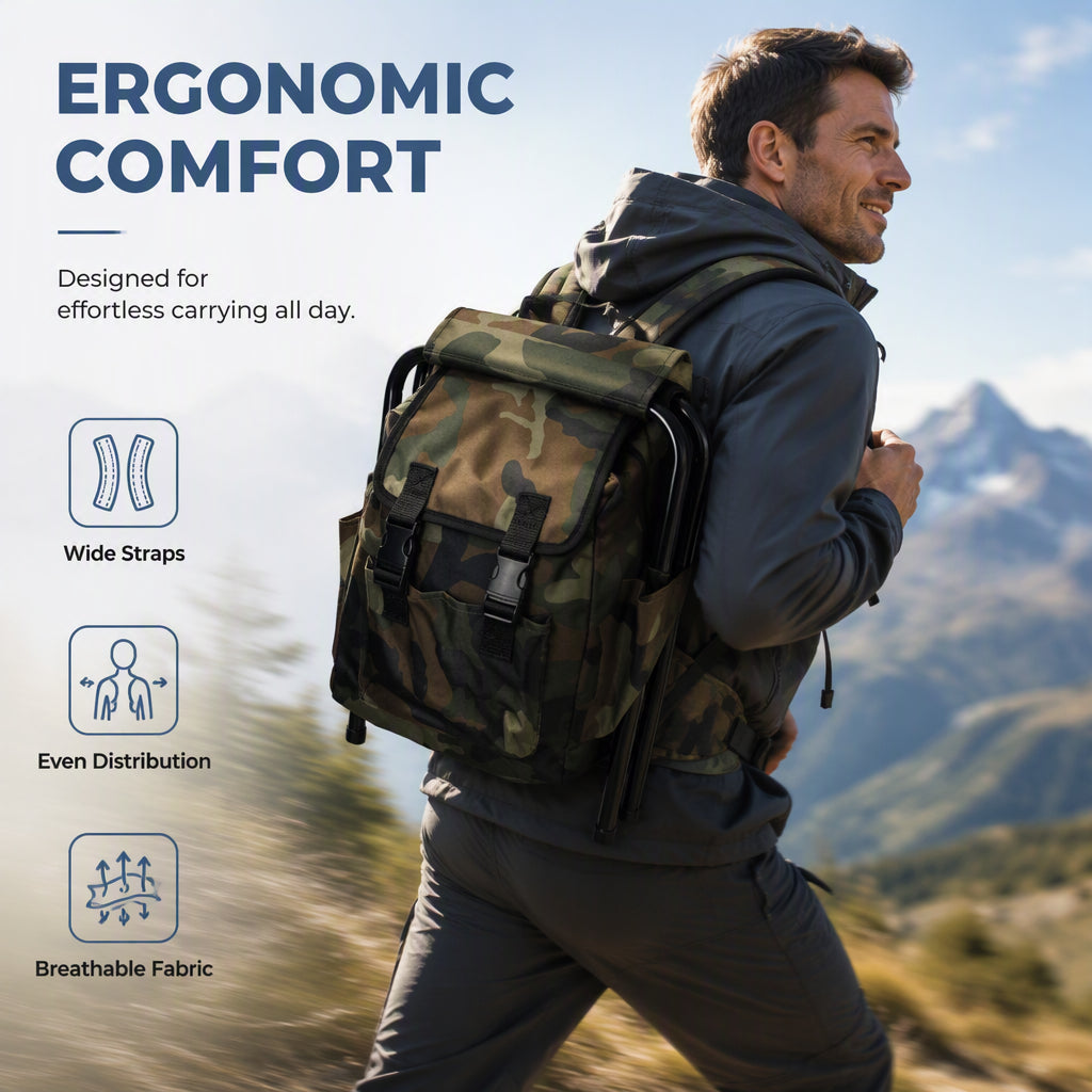 Tragbarer Klappstuhl-Rucksack 2-in-1 Outdoor-Camping-Hocker