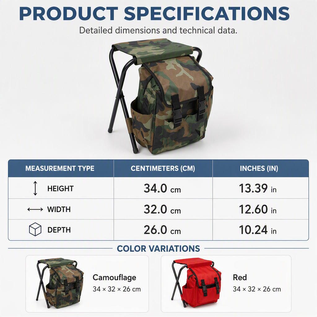 Tragbarer Klappstuhl-Rucksack 2-in-1 Outdoor-Camping-Hocker