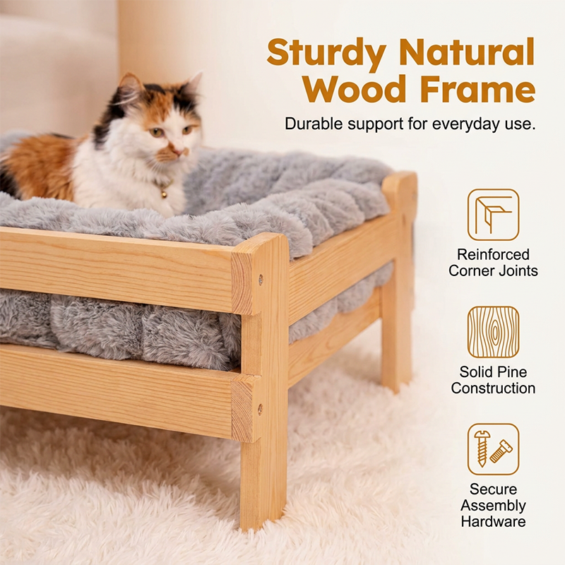 🛏️ 50 % RABATT JETZT! 🐾 Erhöhtes Plüsch-Haustierbett – Holzrahmen, waschbar & stabil – perfekt für Hunde und Katzen – luxuriöser Komfort das ganze Jahr 🌿