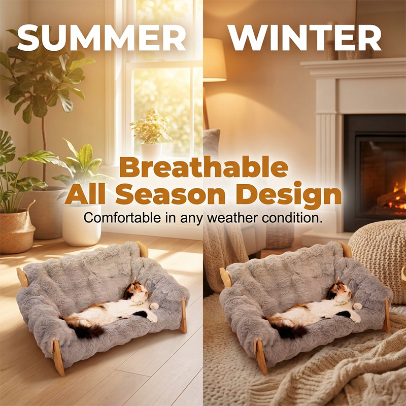 🛏️ 50 % RABATT JETZT! 🐾 Erhöhtes Plüsch-Haustierbett – Holzrahmen, waschbar & stabil – perfekt für Hunde und Katzen – luxuriöser Komfort das ganze Jahr 🌿