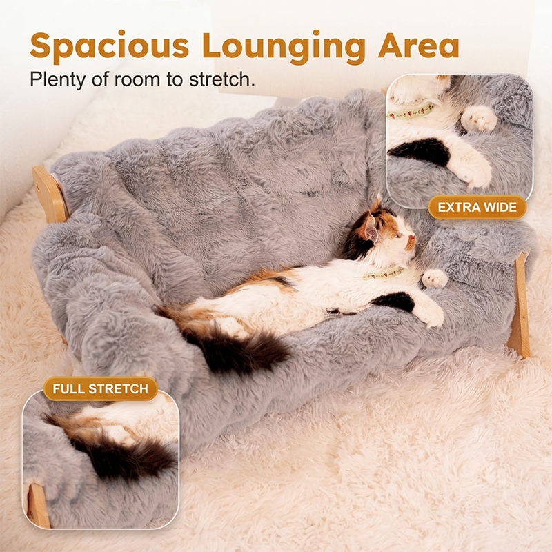 🛏️ 50 % RABATT JETZT! 🐾 Erhöhtes Plüsch-Haustierbett – Holzrahmen, waschbar & stabil – perfekt für Hunde und Katzen – luxuriöser Komfort das ganze Jahr 🌿