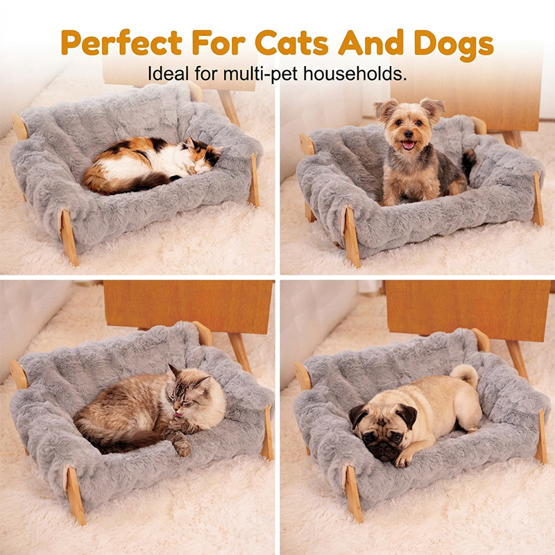 🛏️ 50 % RABATT JETZT! 🐾 Erhöhtes Plüsch-Haustierbett – Holzrahmen, waschbar & stabil – perfekt für Hunde und Katzen – luxuriöser Komfort das ganze Jahr 🌿