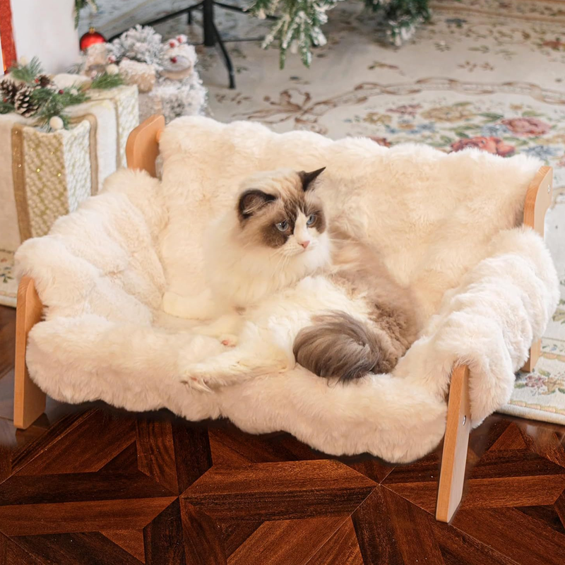 🛏️ 50 % RABATT JETZT! 🐾 Erhöhtes Plüsch-Haustierbett – Holzrahmen, waschbar & stabil – perfekt für Hunde und Katzen – luxuriöser Komfort das ganze Jahr 🌿