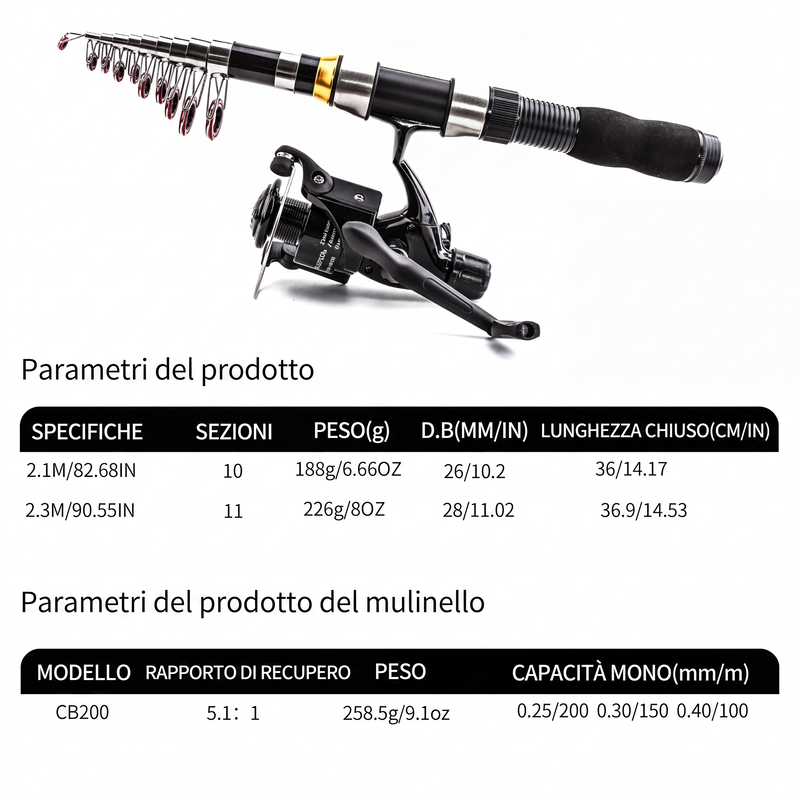 🎣50 % RABATT⏰ Komplettes Reise-Angelset, mit Tragetasche, ideal für unterwegs