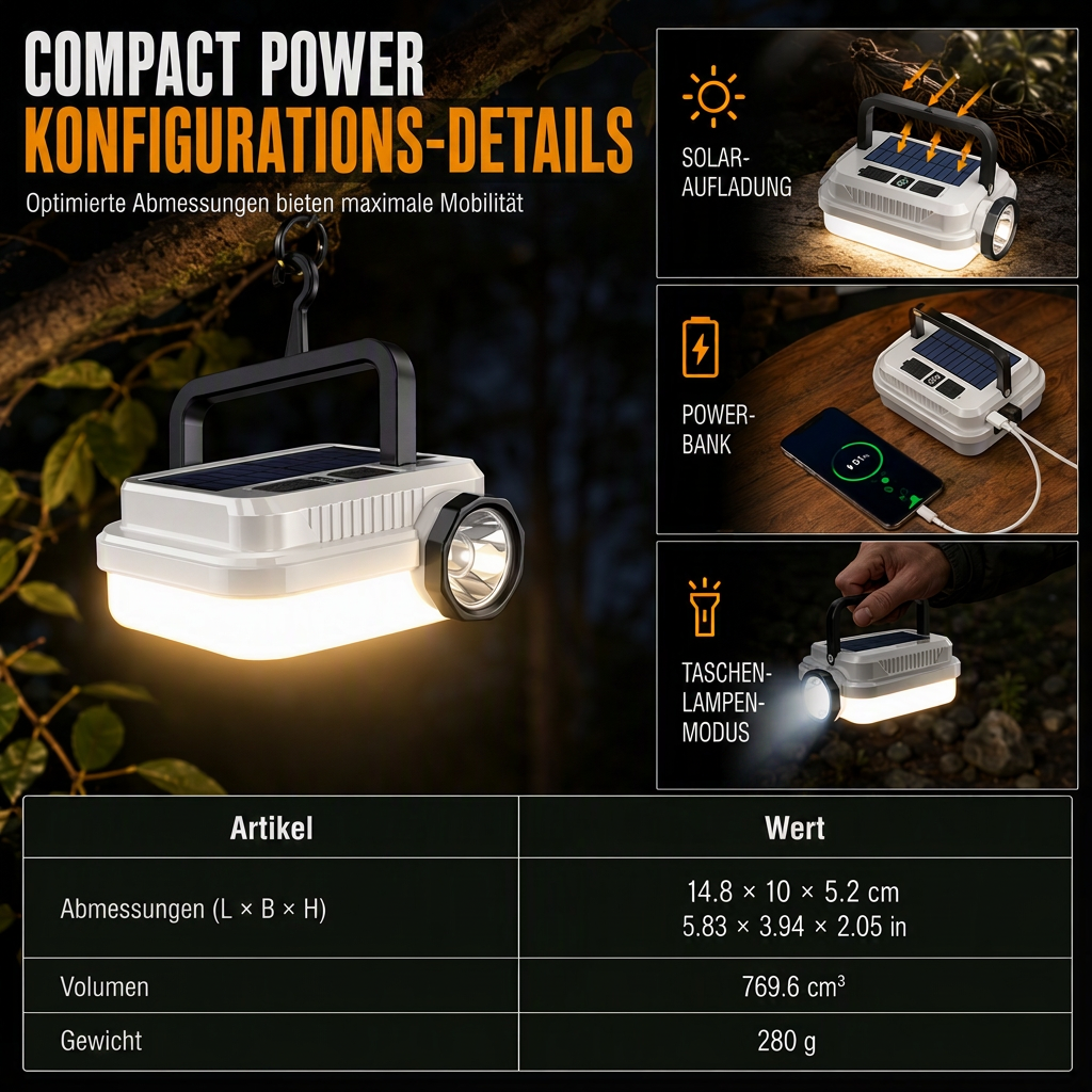 📢📢50% RABATT !!⏰Solar wiederaufladbare LED-Campinglampe, multifunktionale Handarbeitsleuchte mit langer Akkulaufzeit für Outdoor-Notfälle