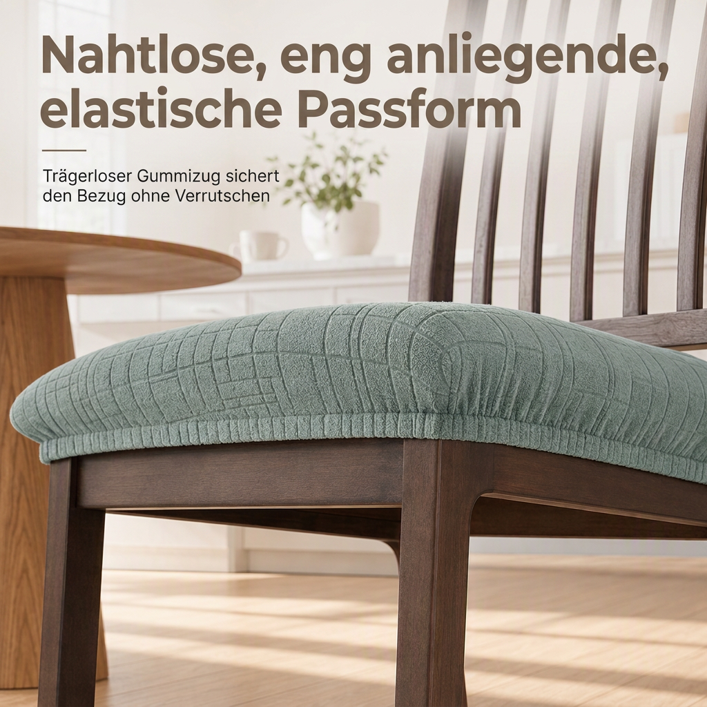 📢📢Zeitlich begrenztes Sonderangebot：1+1 GRATIS! ⏰Elastische trägerlose Esszimmerstuhl-Sitzbezug, dehnbarer Kissenbezug mit Schuss- und Kettmuster für Zuhause und Hotel
