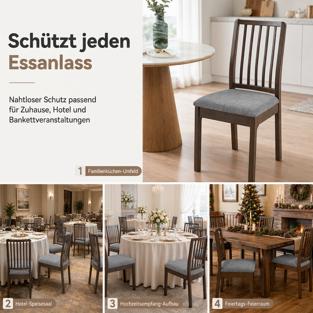 📢📢Zeitlich begrenztes Sonderangebot：1+1 GRATIS! ⏰Elastische trägerlose Esszimmerstuhl-Sitzbezug, dehnbarer Kissenbezug mit Schuss- und Kettmuster für Zuhause und Hotel