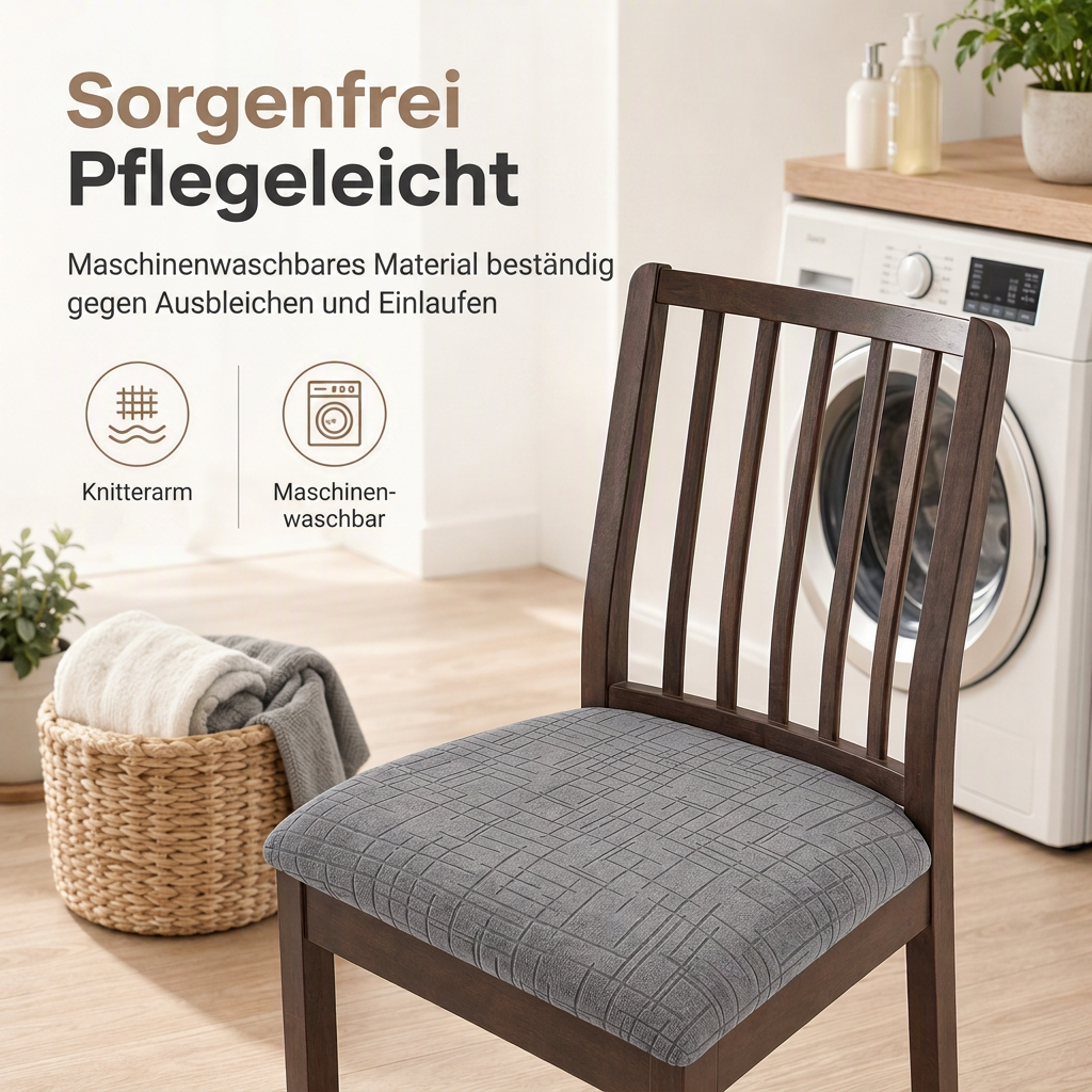📢📢Zeitlich begrenztes Sonderangebot：1+1 GRATIS! ⏰Elastische trägerlose Esszimmerstuhl-Sitzbezug, dehnbarer Kissenbezug mit Schuss- und Kettmuster für Zuhause und Hotel