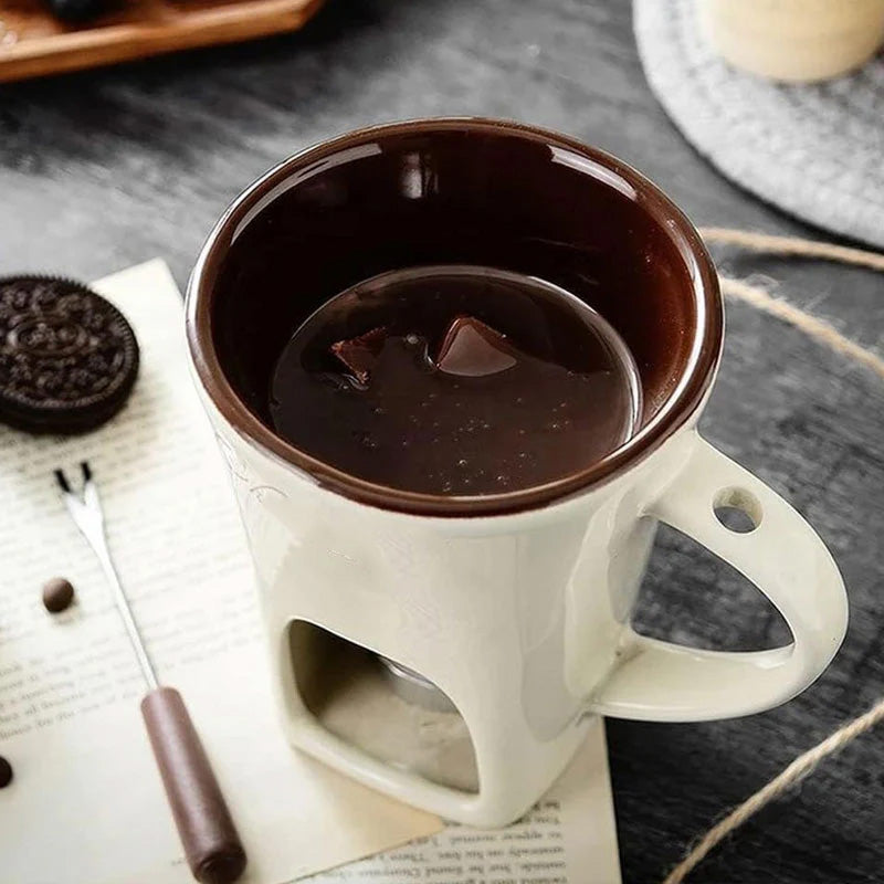 🥳2026 HEISSER DEAL🥳💞50K+ VERKAUFT! 🍫🕯️ 50% RABATT! Keramik Schoko-Fonduetasse – Teelicht-Warmhaltung, inkl. Fonduegabel. Perfekt für Dates & Weihnachten! 🎄💚