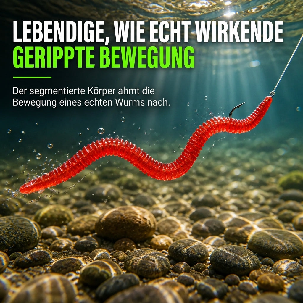 📢📢50 % RABATT !! ⏰Weiche Regenwurm-Simulation Angelköder, mit Garnelenduft versehene künstliche Wurmköder für Süß- und Salzwasser, Packung mit 50 oder 100 Stück