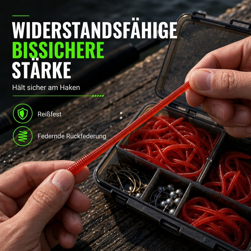 📢📢50 % RABATT !! ⏰Weiche Regenwurm-Simulation Angelköder, mit Garnelenduft versehene künstliche Wurmköder für Süß- und Salzwasser, Packung mit 50 oder 100 Stück