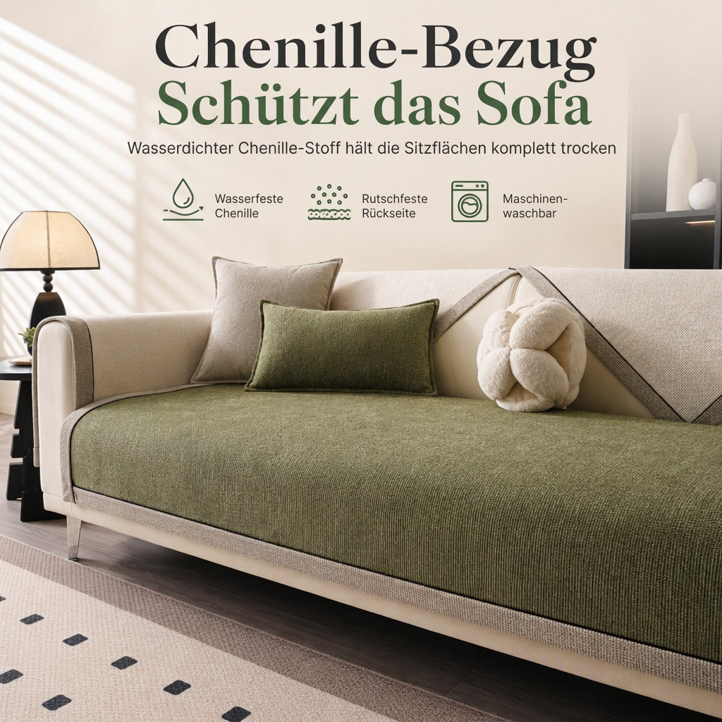 🌸 JETZT 50% RABATT! 🌸 Wasserdichter Chenille-Sofakissenbezug, rutschfester, urinbeständiger Sofaauflagenbezug für alle Jahreszeiten