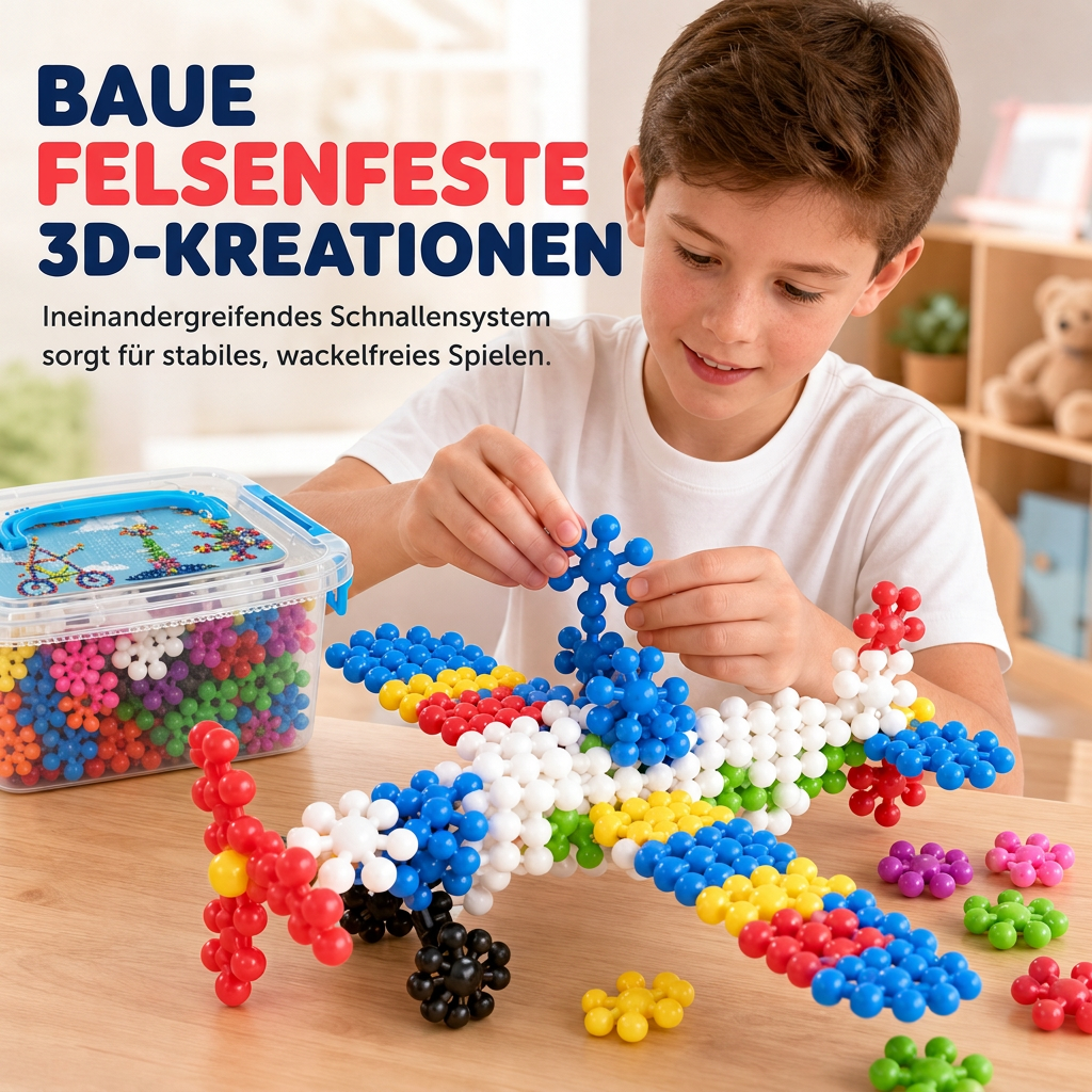 ❄️🧩 3D-Steckschneeflocken-Bausteine für Kinder – kreatives Bauen und Verbinden der Teile ✨