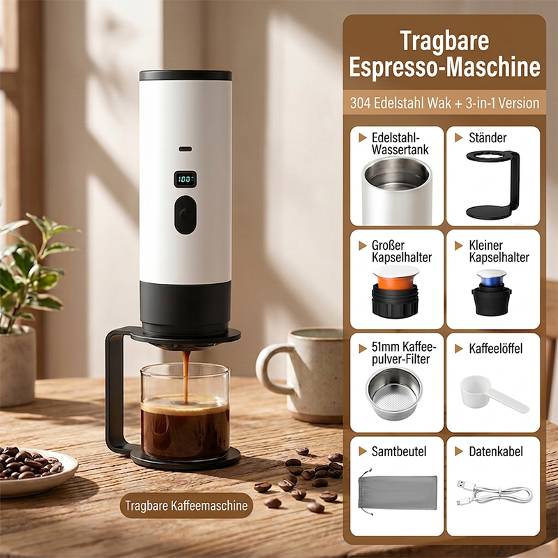 📢📢50% RABATT !!⏰Tragbare Espressomaschine für Reisen