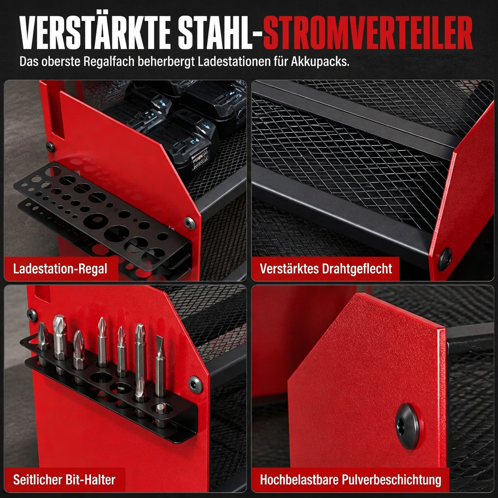 🔧 50% RABATT! 🧰 Wand-Organizer für Elektrowerkzeuge – Mit Haken & Akkuhalterung ✨