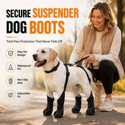🐾 Wasserdichte Hundeschuhe mit verstellbarem Hosenträgergurt – Anti-Rutsch & Anti-Verlier