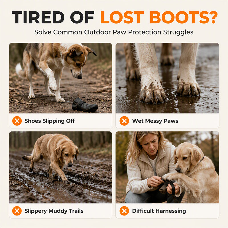 🐾 Wasserdichte Hundeschuhe mit verstellbarem Hosenträgergurt – Anti-Rutsch & Anti-Verlier