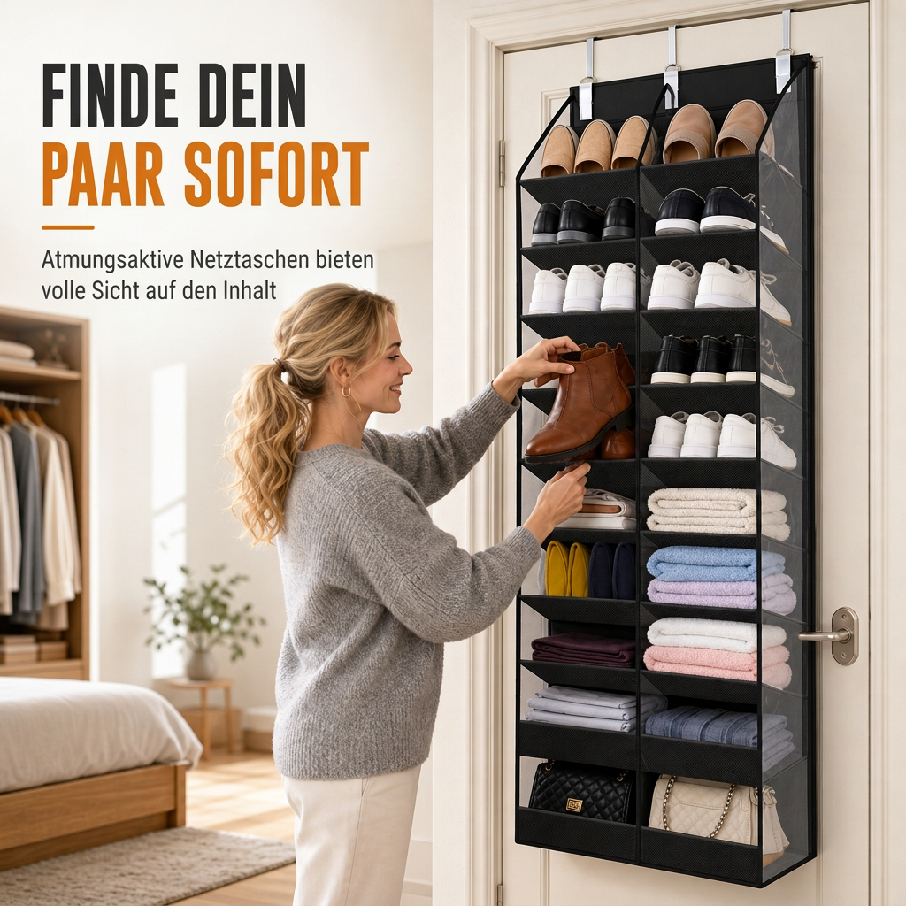 🧺✨ Über der Tür hängende Aufbewahrungstasche mit 20 Netztaschen – großer mehrlagiger Organizer für mehr Ordnung im Haushalt 🏠